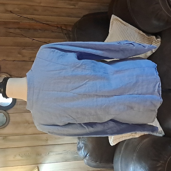 Ecologie Blue Linen Tunic Top Blouse with Adjustable Sleeves Size M - Picture 5 of 8